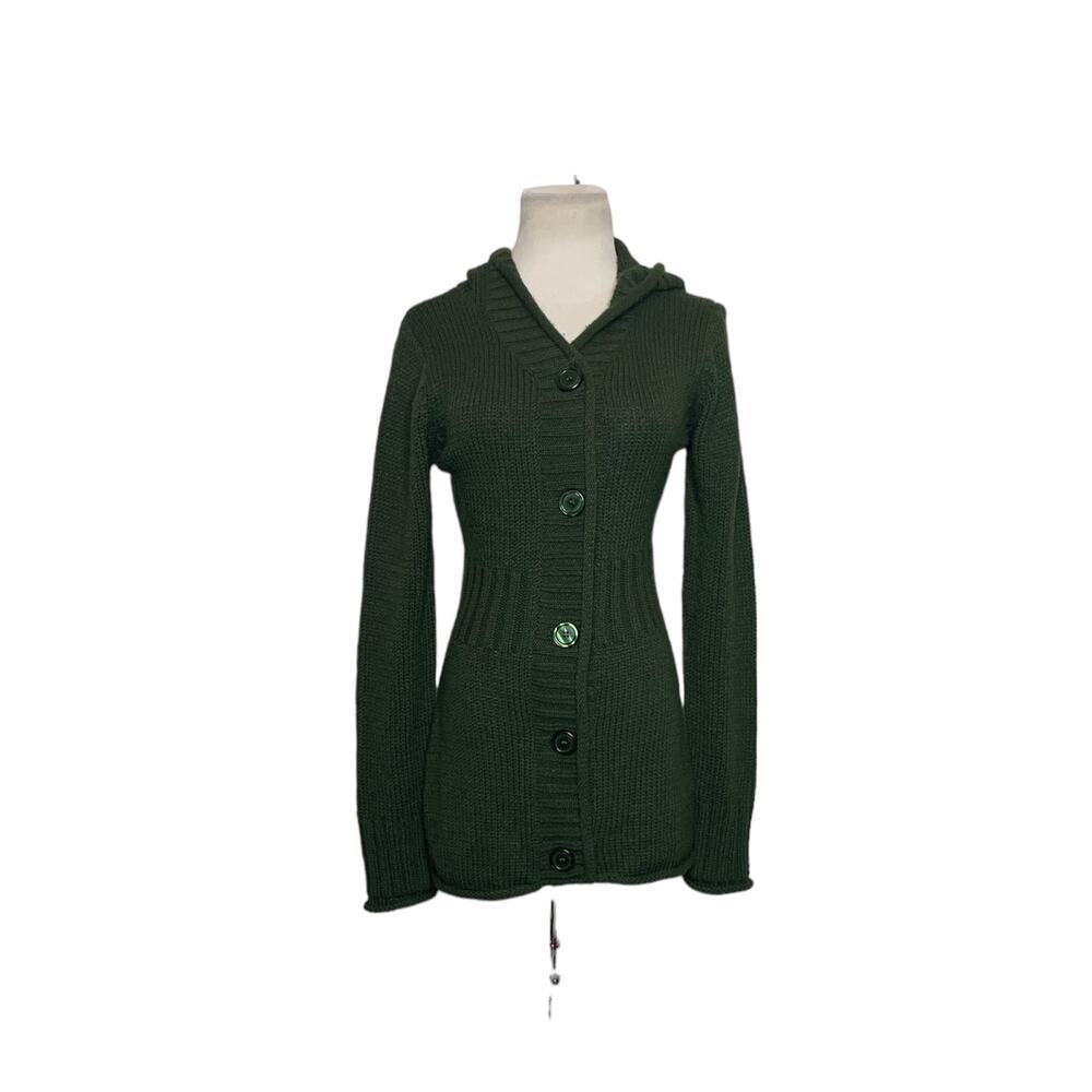 Allison Brittney green hoodie cardigan sweater size small